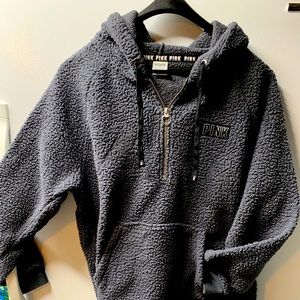 Pink gray 1/4 zip Sherpa